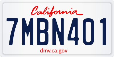 CA license plate 7MBN401