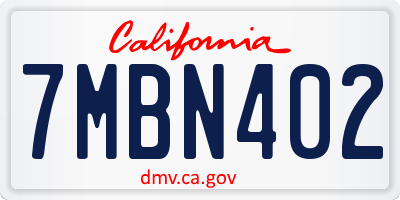 CA license plate 7MBN402