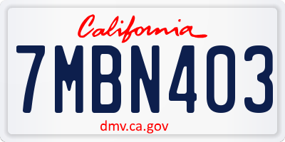 CA license plate 7MBN403