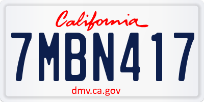 CA license plate 7MBN417