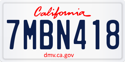 CA license plate 7MBN418