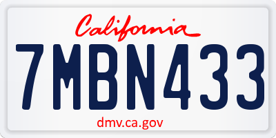 CA license plate 7MBN433