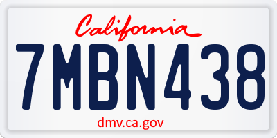CA license plate 7MBN438