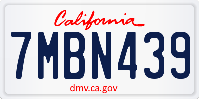 CA license plate 7MBN439