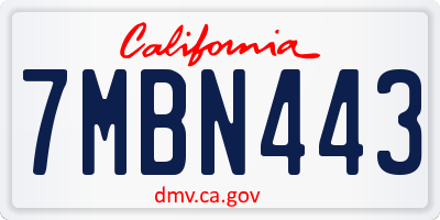 CA license plate 7MBN443