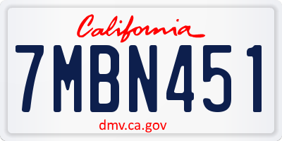 CA license plate 7MBN451