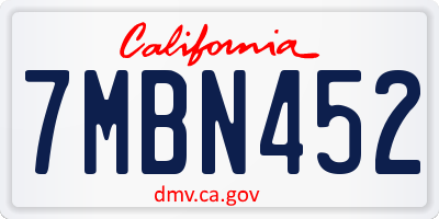 CA license plate 7MBN452