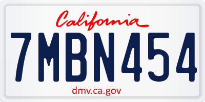 CA license plate 7MBN454