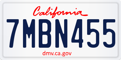 CA license plate 7MBN455