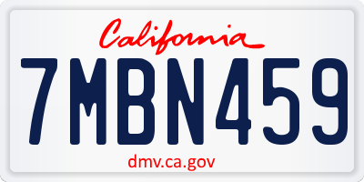 CA license plate 7MBN459