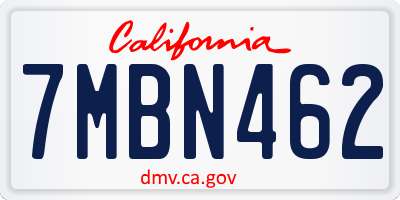 CA license plate 7MBN462