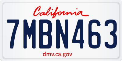 CA license plate 7MBN463