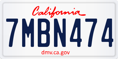 CA license plate 7MBN474