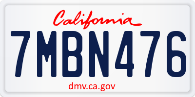 CA license plate 7MBN476