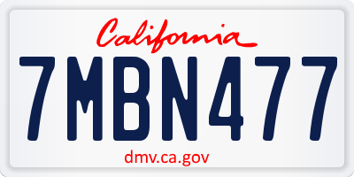 CA license plate 7MBN477