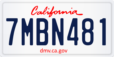 CA license plate 7MBN481