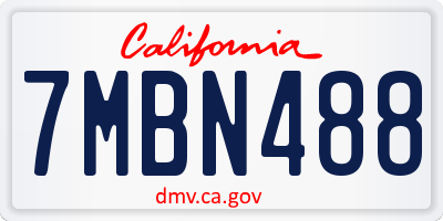 CA license plate 7MBN488