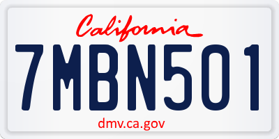 CA license plate 7MBN501
