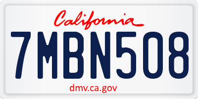 CA license plate 7MBN508