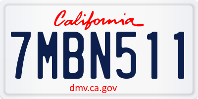 CA license plate 7MBN511