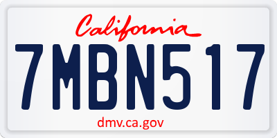 CA license plate 7MBN517