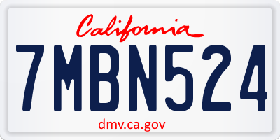 CA license plate 7MBN524