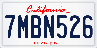 CA license plate 7MBN526