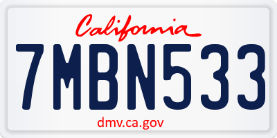 CA license plate 7MBN533