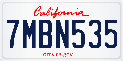 CA license plate 7MBN535