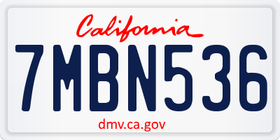 CA license plate 7MBN536