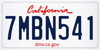 CA license plate 7MBN541
