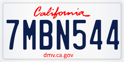 CA license plate 7MBN544
