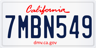 CA license plate 7MBN549