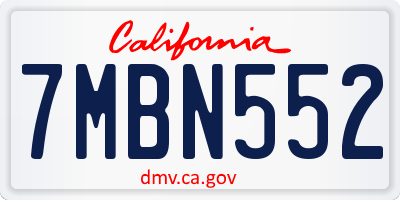 CA license plate 7MBN552