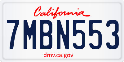 CA license plate 7MBN553