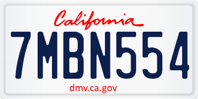 CA license plate 7MBN554