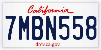CA license plate 7MBN558