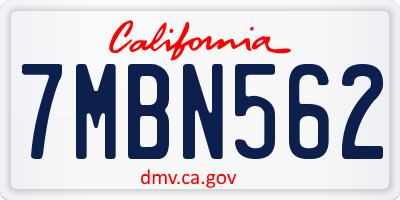 CA license plate 7MBN562