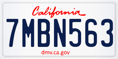 CA license plate 7MBN563
