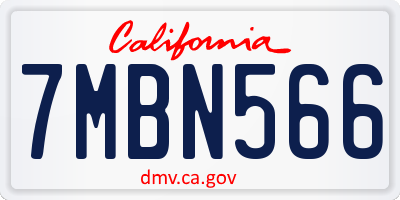 CA license plate 7MBN566