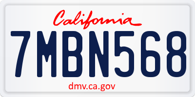 CA license plate 7MBN568