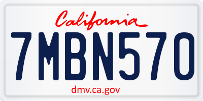 CA license plate 7MBN570