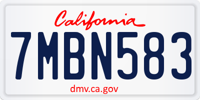 CA license plate 7MBN583