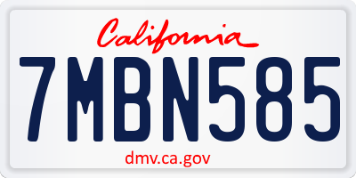 CA license plate 7MBN585