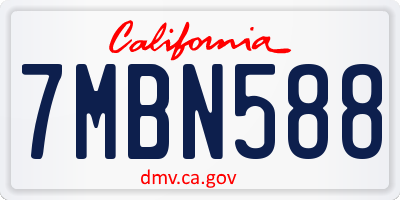 CA license plate 7MBN588
