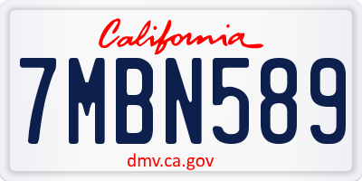 CA license plate 7MBN589