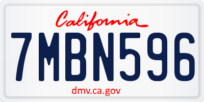 CA license plate 7MBN596