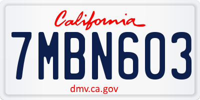 CA license plate 7MBN603