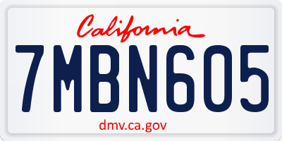 CA license plate 7MBN605