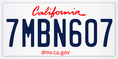 CA license plate 7MBN607